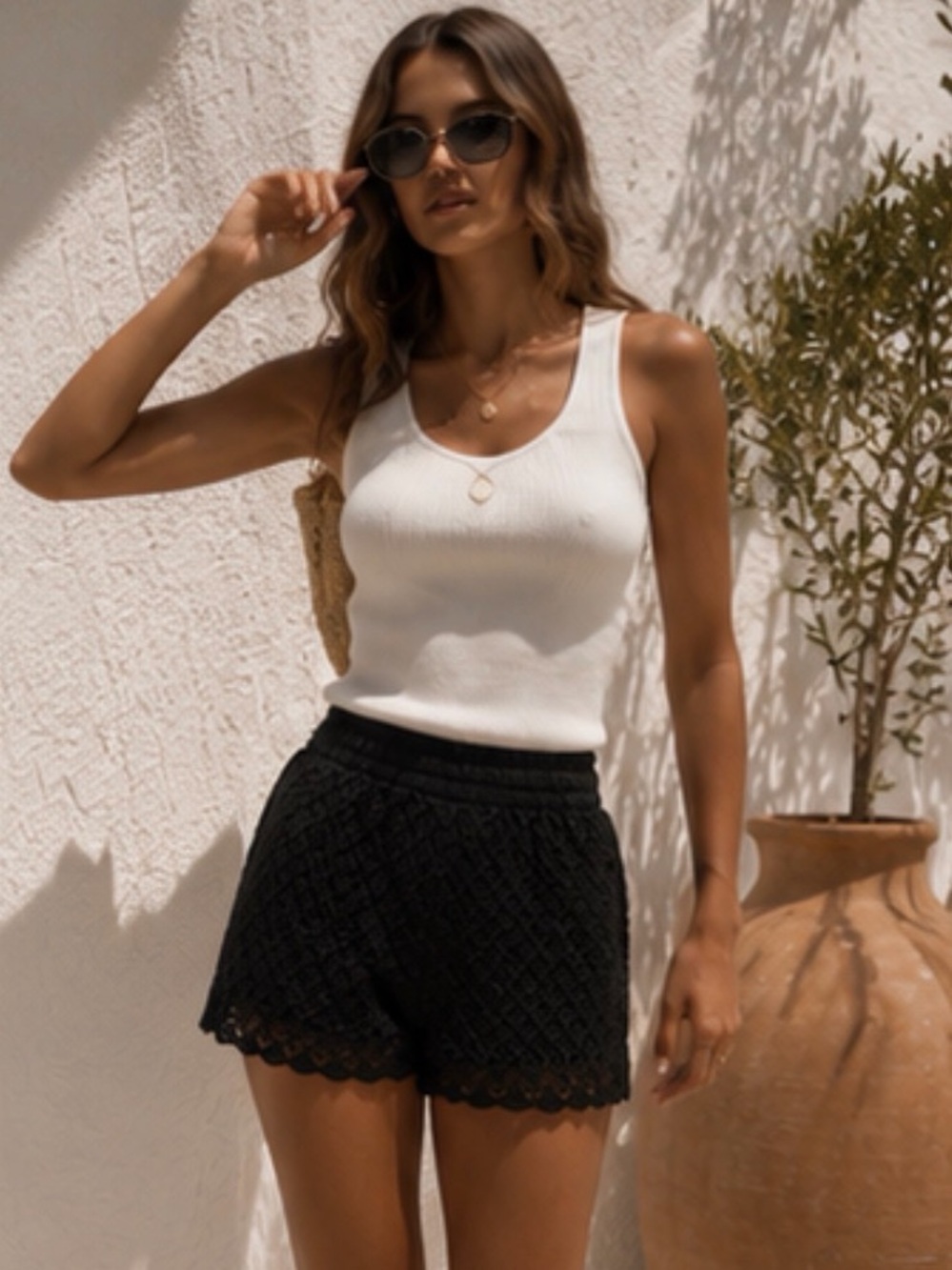 “Don't Forget Me Shorts" Black lined Crochet - Picture 5 of 12
